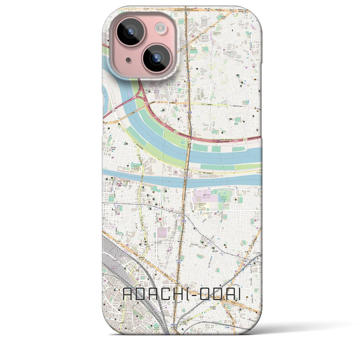【足立小台(東京都)】地図柄iPhoneケース(バックカバータイプ)