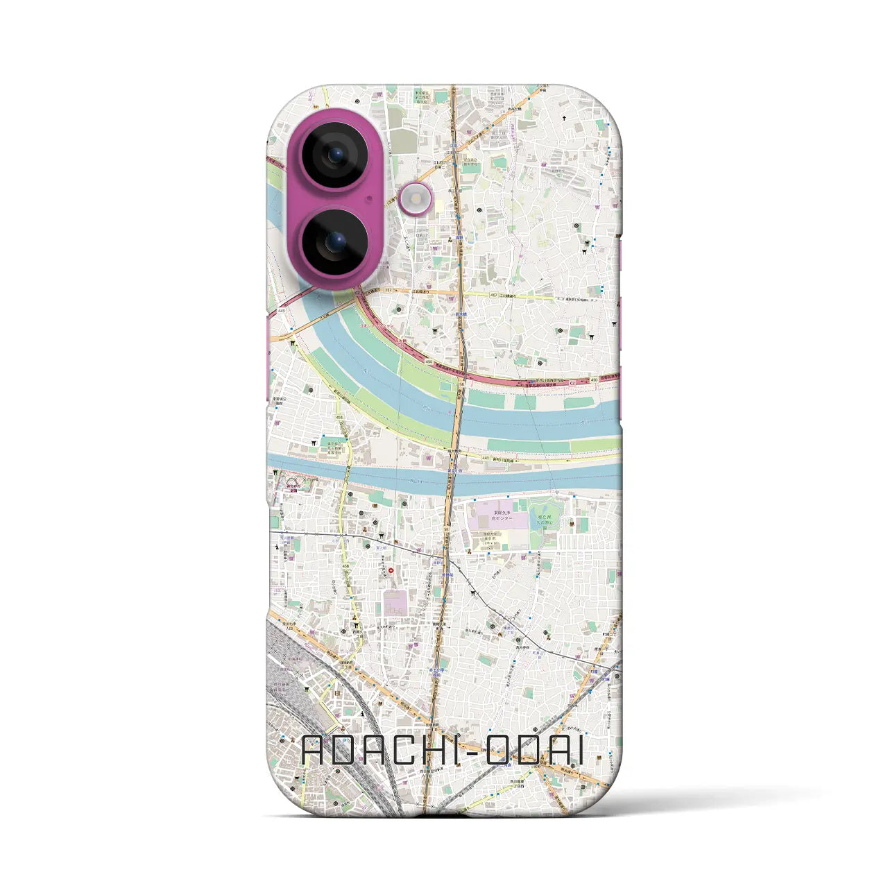 【足立小台(東京都)】地図柄iPhoneケース(バックカバータイプ)