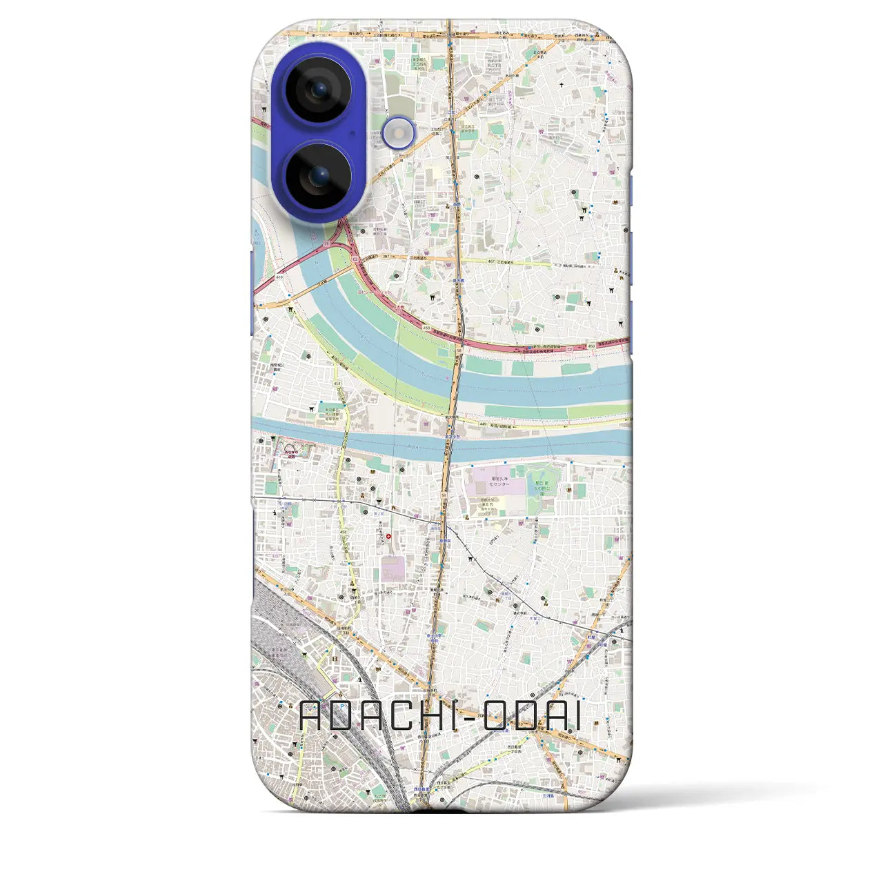 【足立小台(東京都)】地図柄iPhoneケース(バックカバータイプ)ブラック・iPhone 16 Pro Max 用