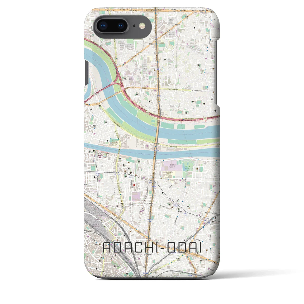 【足立小台(東京都)】地図柄iPhoneケース(バックカバータイプ)