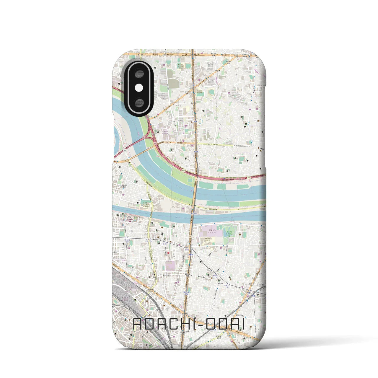 【足立小台(東京都)】地図柄iPhoneケース(バックカバータイプ)