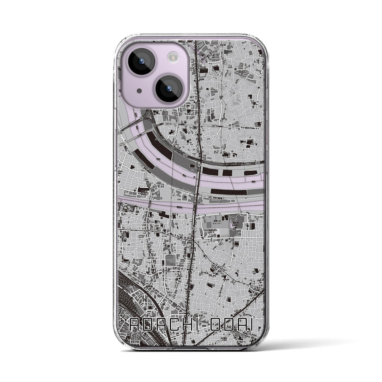 【足立小台(東京都)】地図柄iPhoneケース(クリアタイプ)