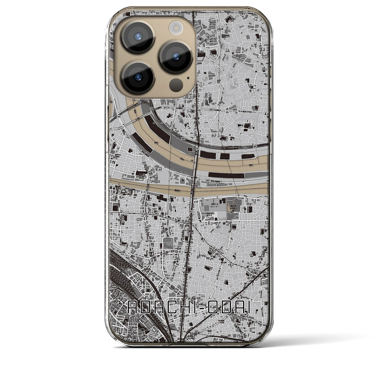 【足立小台(東京都)】地図柄iPhoneケース(クリアタイプ)