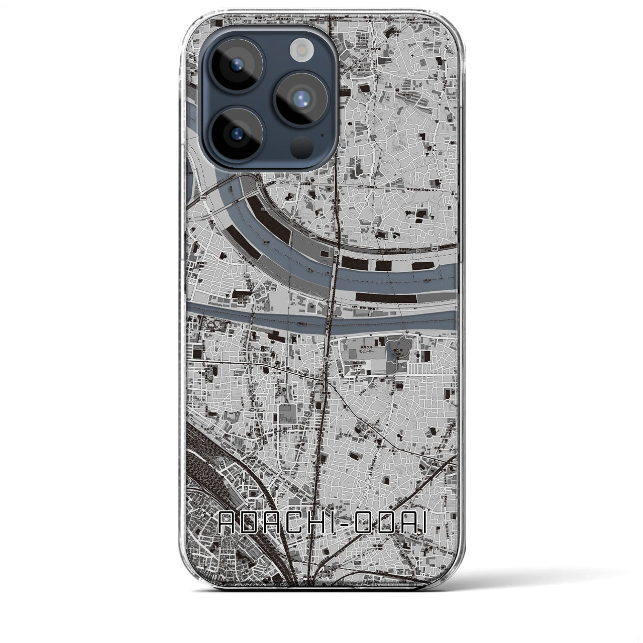 【足立小台(東京都)】地図柄iPhoneケース(クリアタイプ)