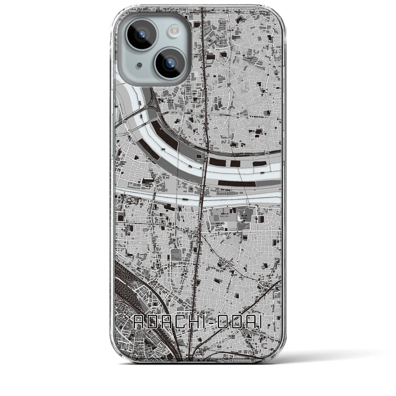 【足立小台(東京都)】地図柄iPhoneケース(クリアタイプ)