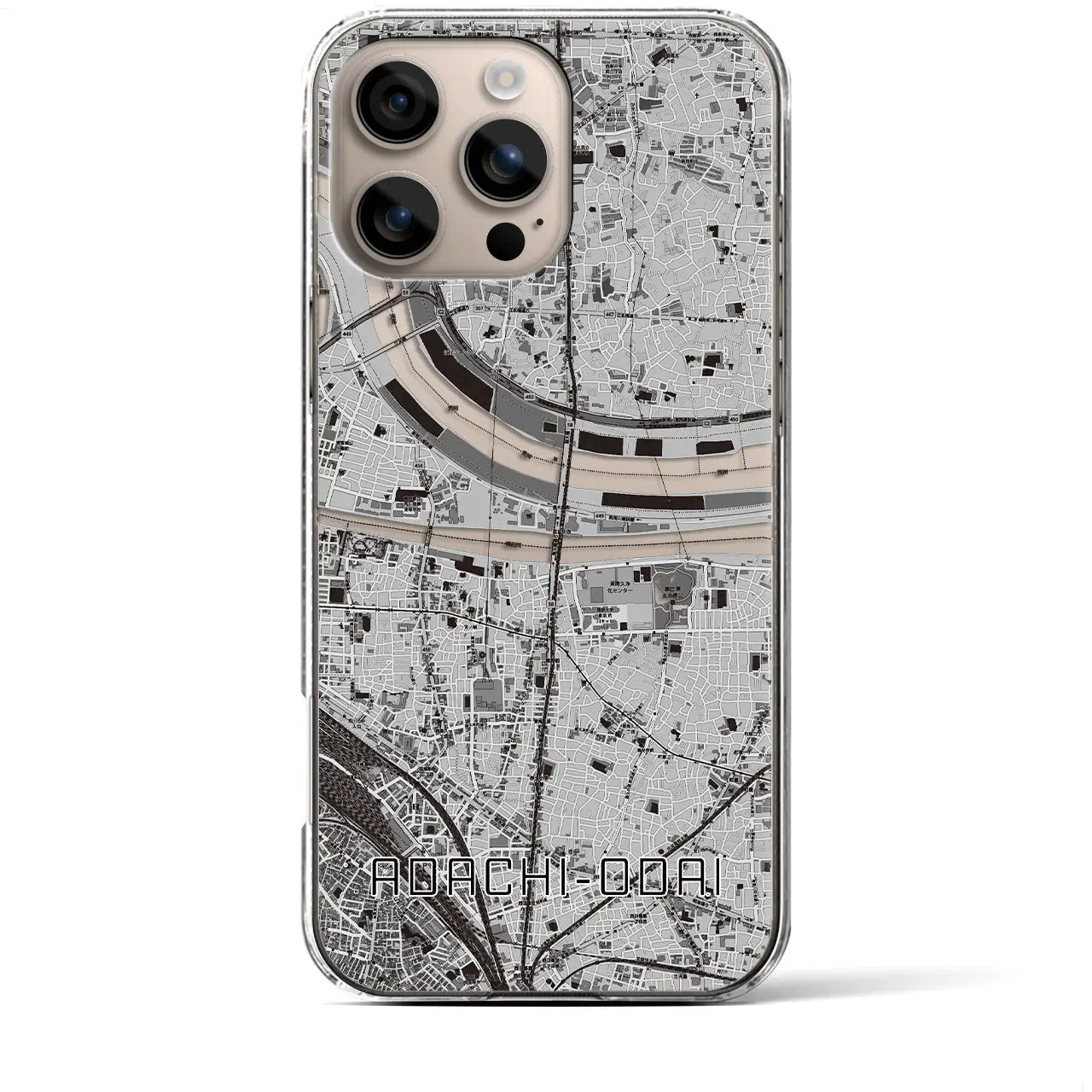 【足立小台(東京都)】地図柄iPhoneケース(クリアタイプ)