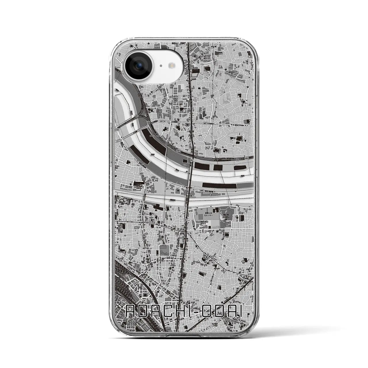 【足立小台(東京都)】地図柄iPhoneケース(クリアタイプ)