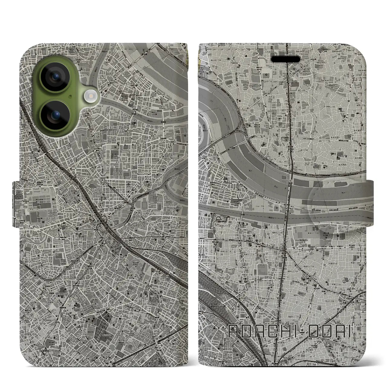 【足立小台(東京都)】地図柄iPhoneケース(手帳タイプ)