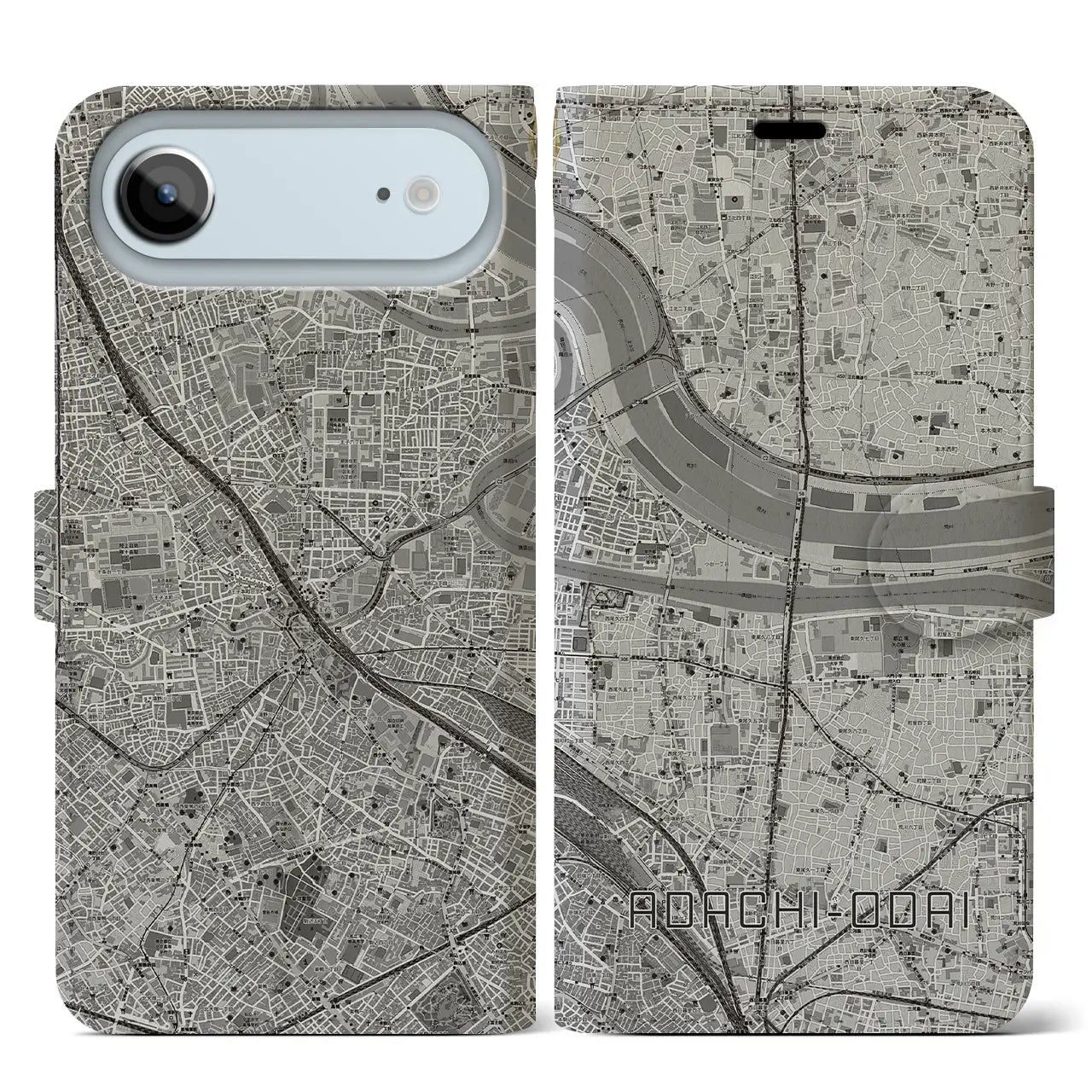 【足立小台(東京都)】地図柄iPhoneケース(手帳タイプ)