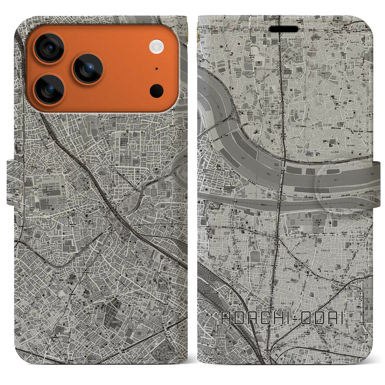 【足立小台(東京都)】地図柄iPhoneケース(手帳タイプ)