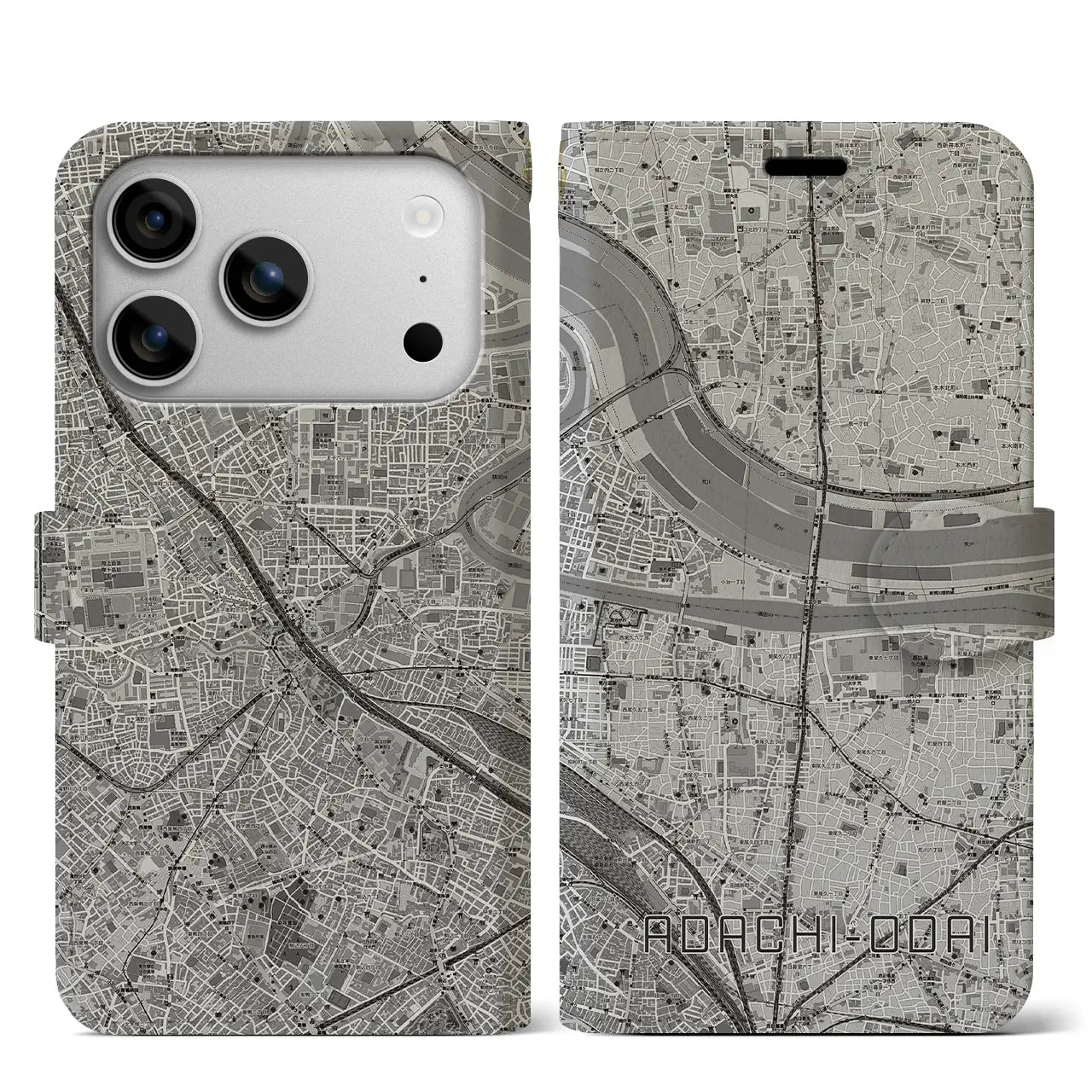 【足立小台(東京都)】地図柄iPhoneケース(手帳タイプ)