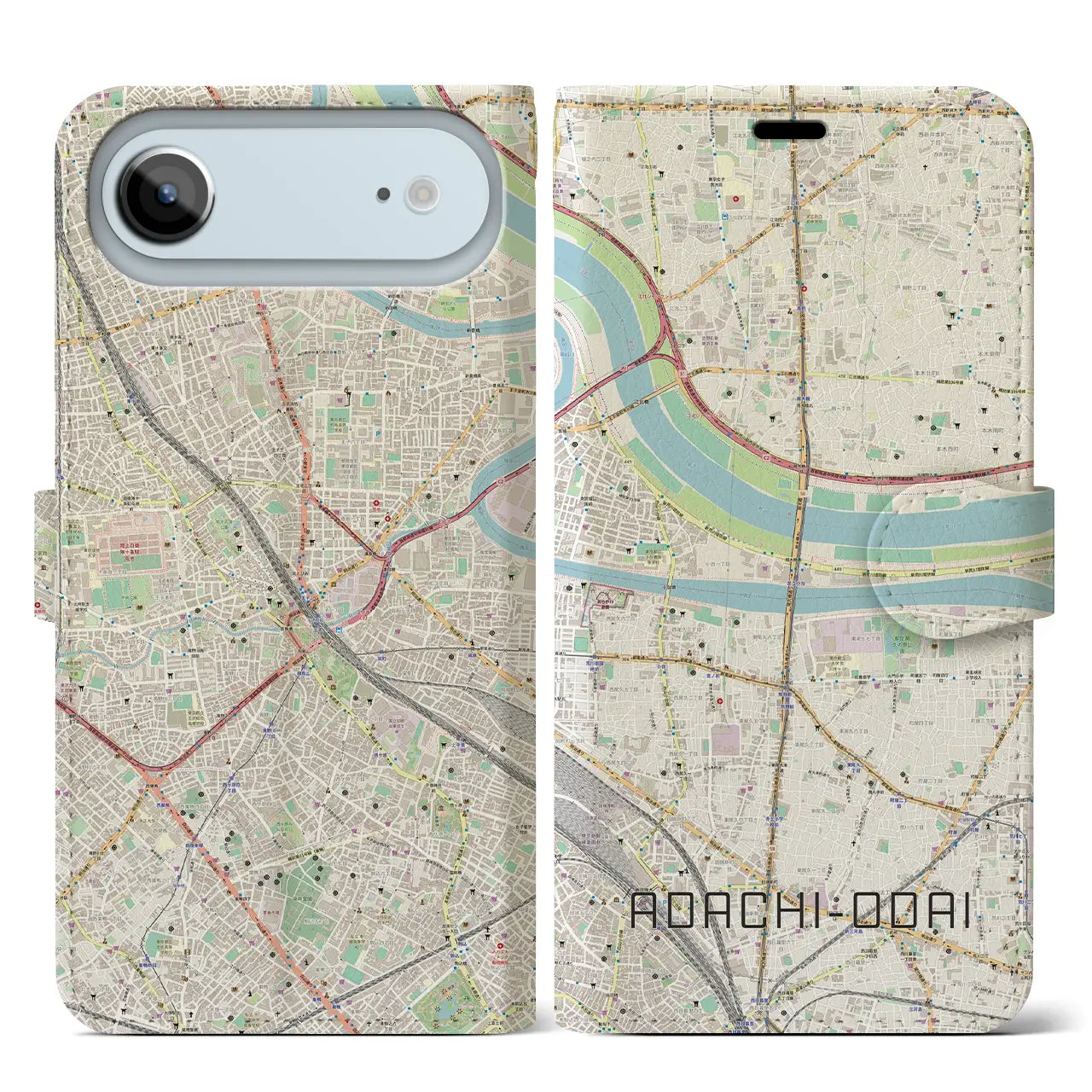 【足立小台(東京都)】地図柄iPhoneケース(手帳タイプ)