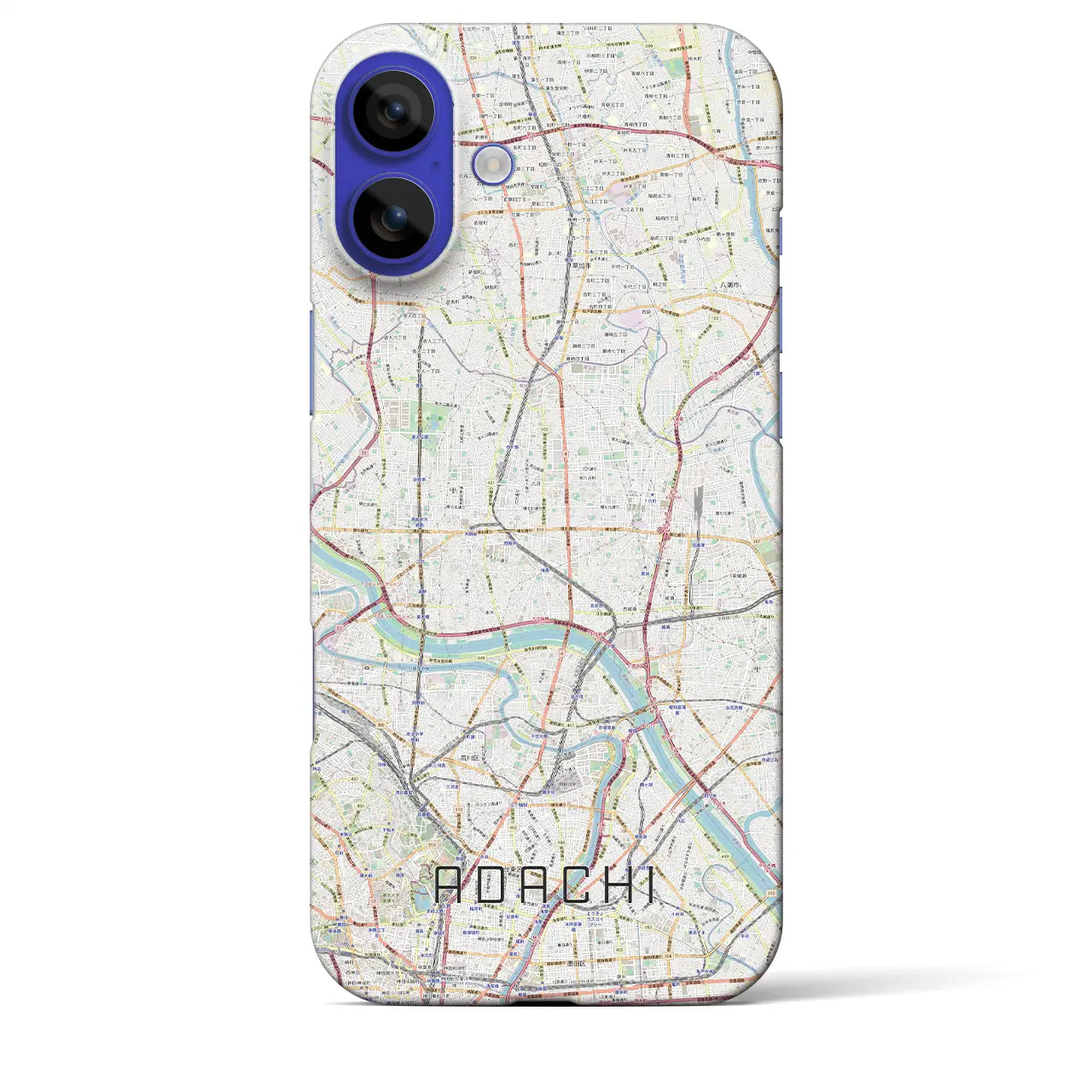 【足立(東京都)】地図柄iPhoneケース(バックカバータイプ)ブラック・iPhone 16 Pro Max 用