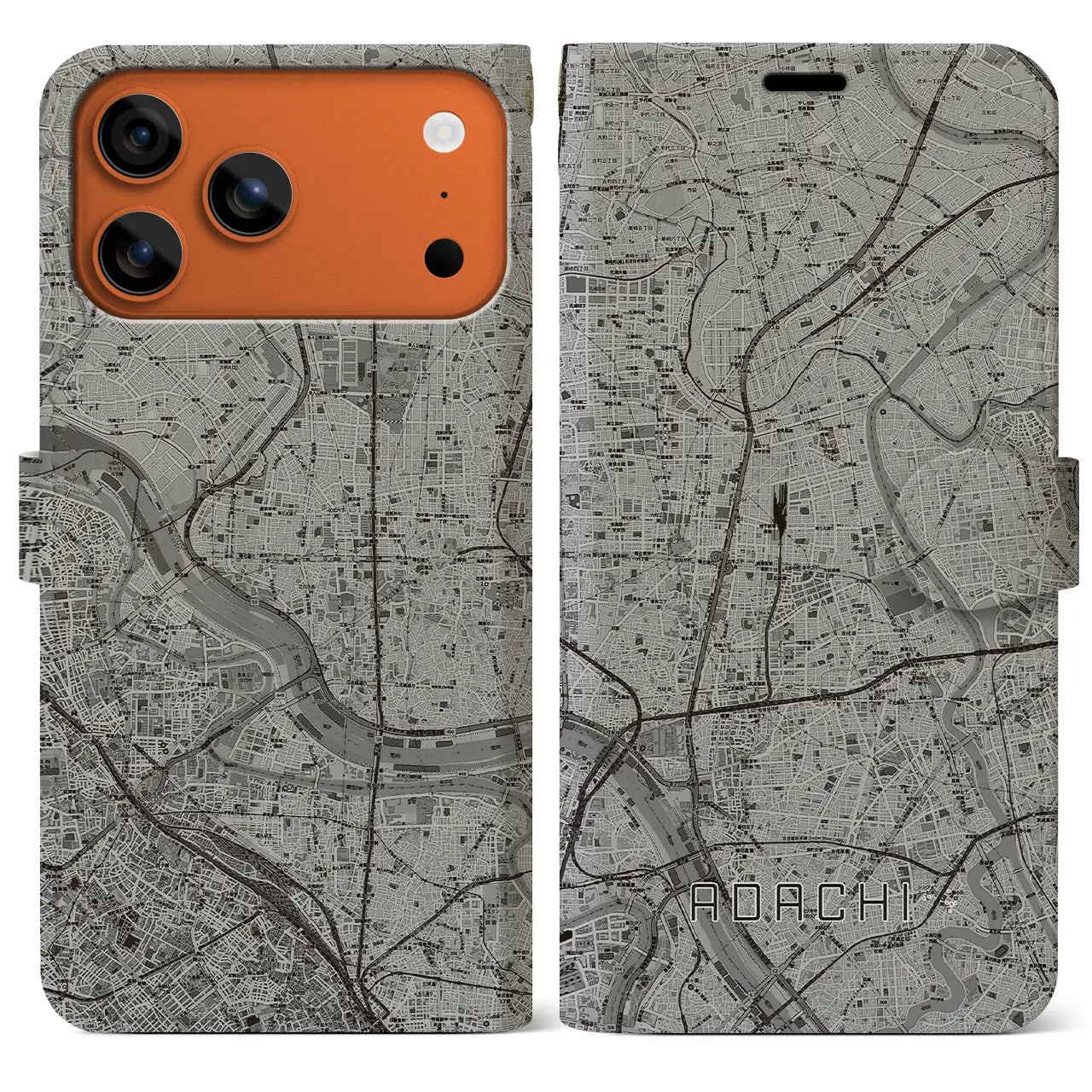 【足立(東京都)】地図柄iPhoneケース(手帳タイプ)