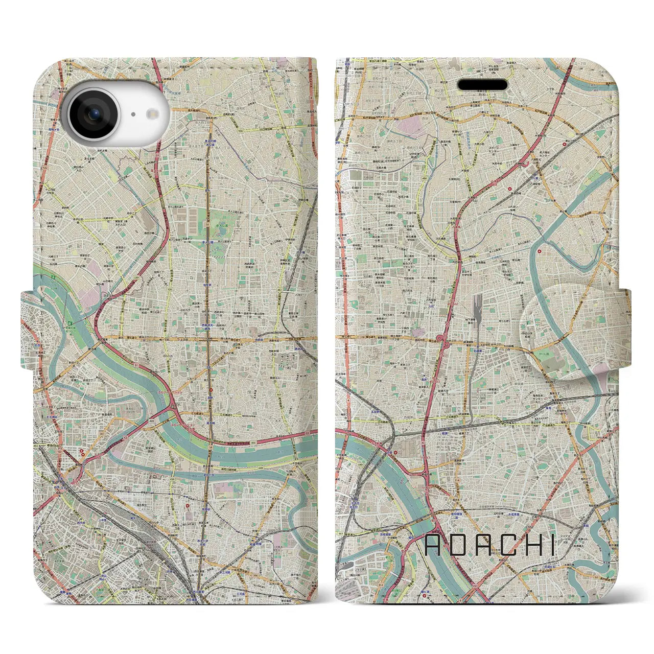 【足立(東京都)】地図柄iPhoneケース(手帳タイプ)