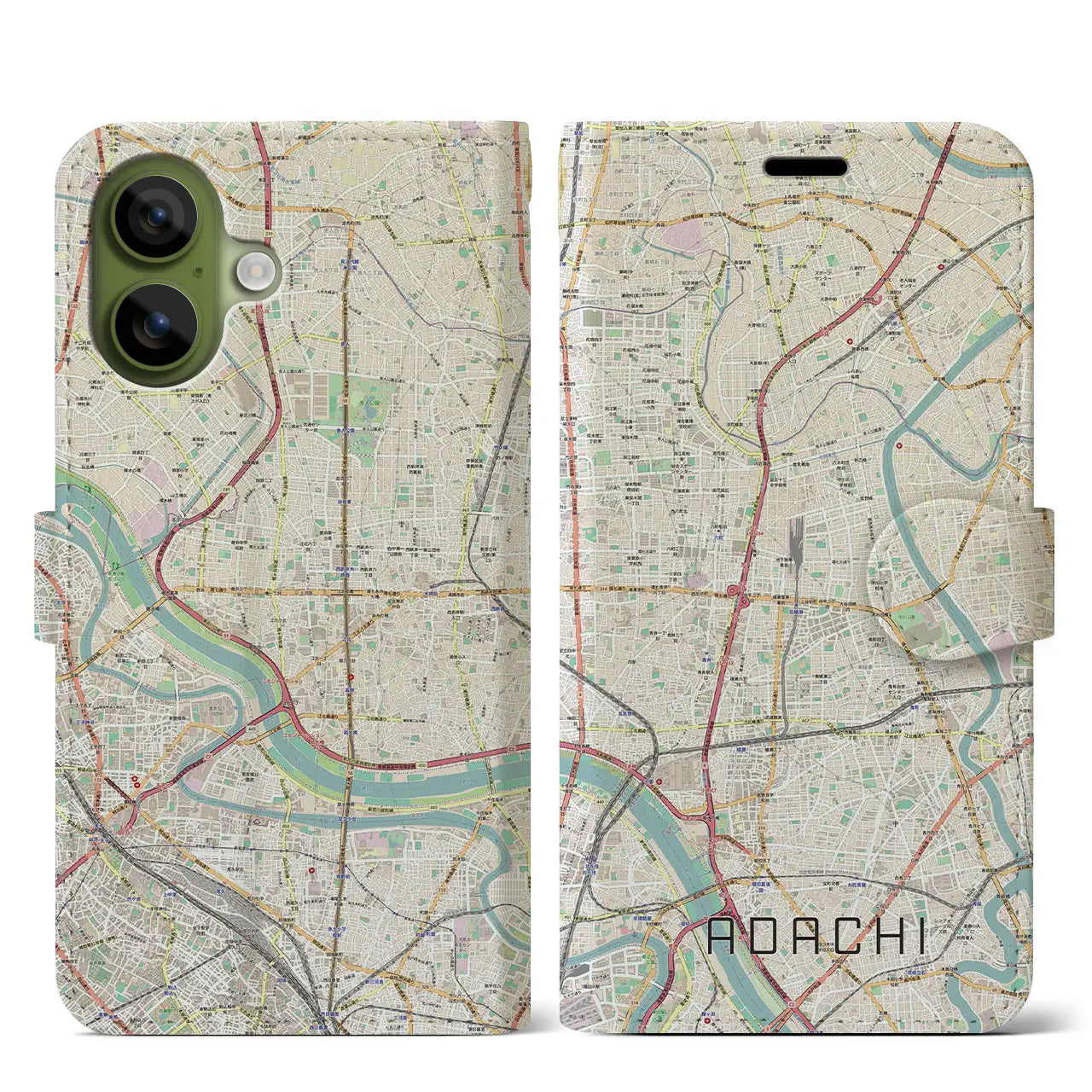 【足立(東京都)】地図柄iPhoneケース(手帳タイプ)