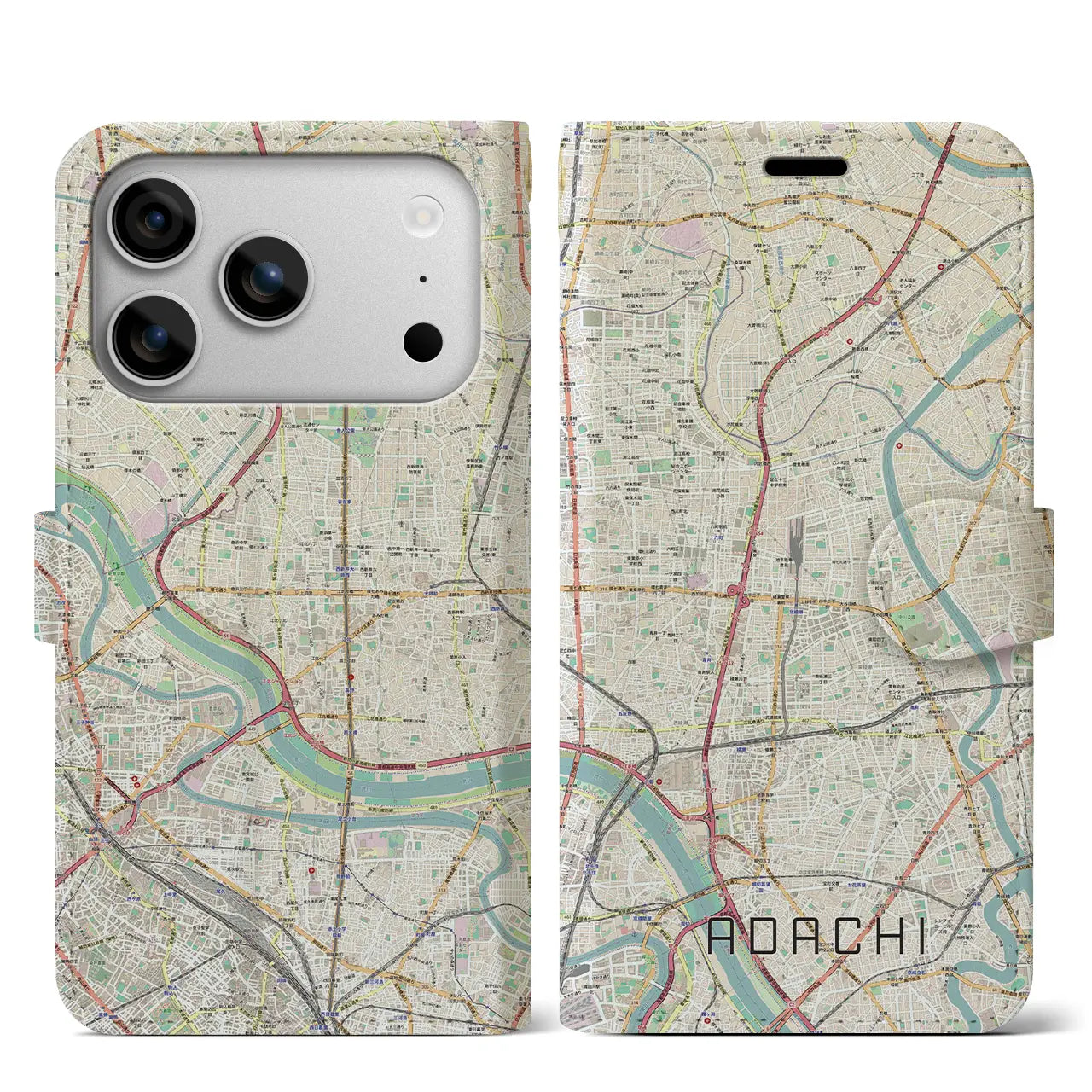 【足立(東京都)】地図柄iPhoneケース(手帳タイプ)