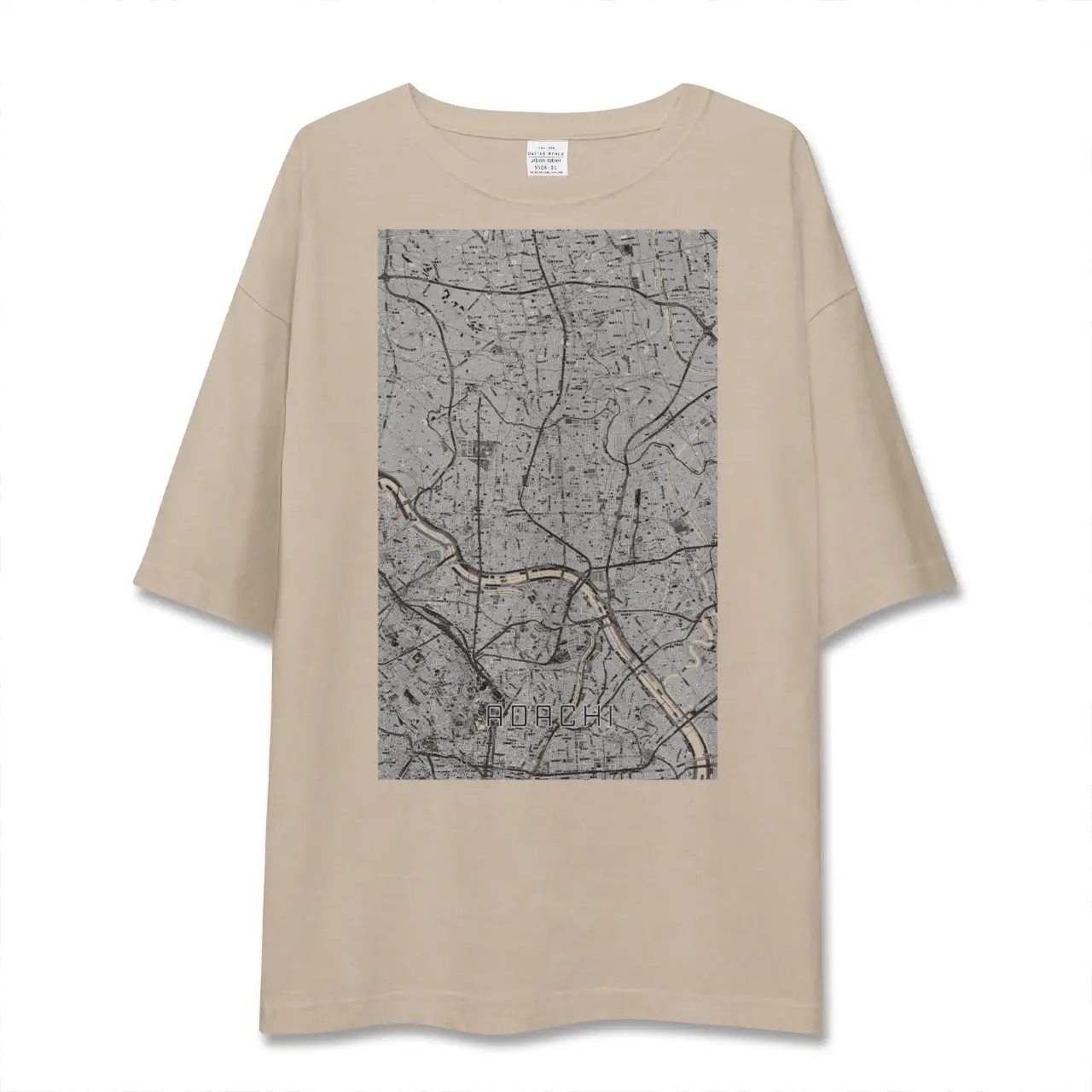 【足立(東京都)】地図柄ビッグシルエットTシャツ