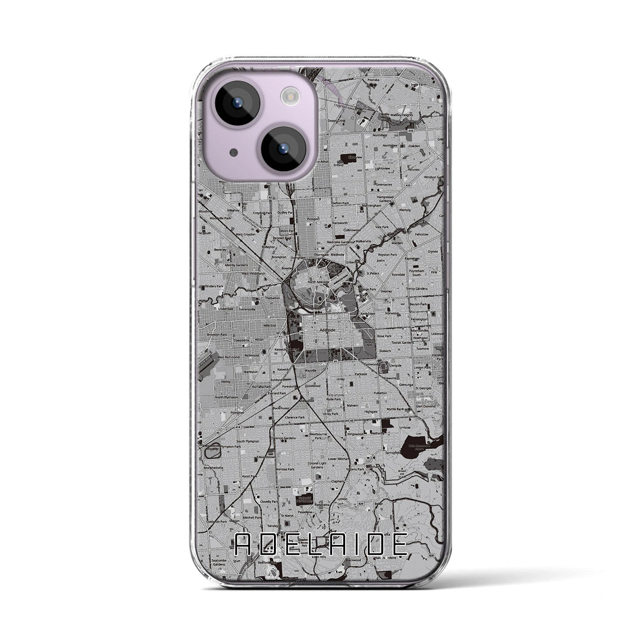 【アデレード(オーストラリア)】地図柄iPhoneケース(クリアタイプ)