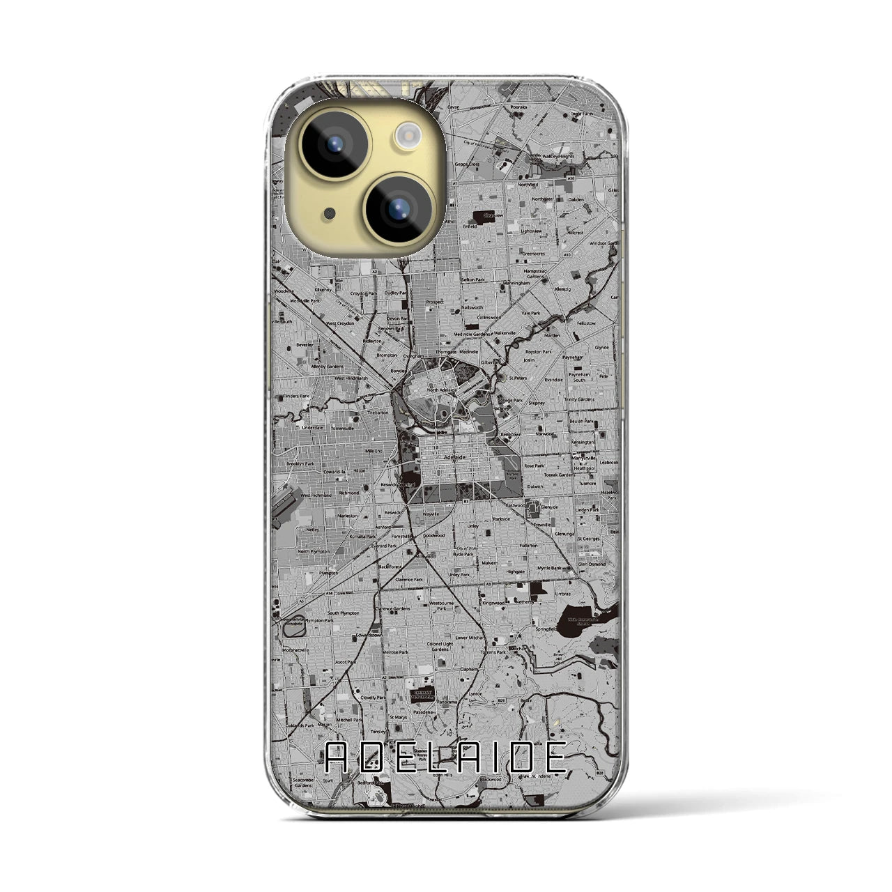 【アデレード(オーストラリア)】地図柄iPhoneケース(クリアタイプ)
