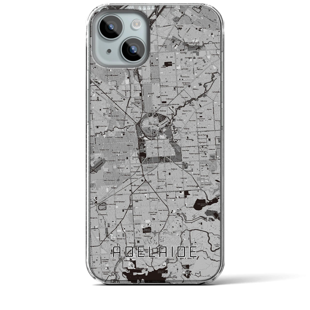【アデレード(オーストラリア)】地図柄iPhoneケース(クリアタイプ)