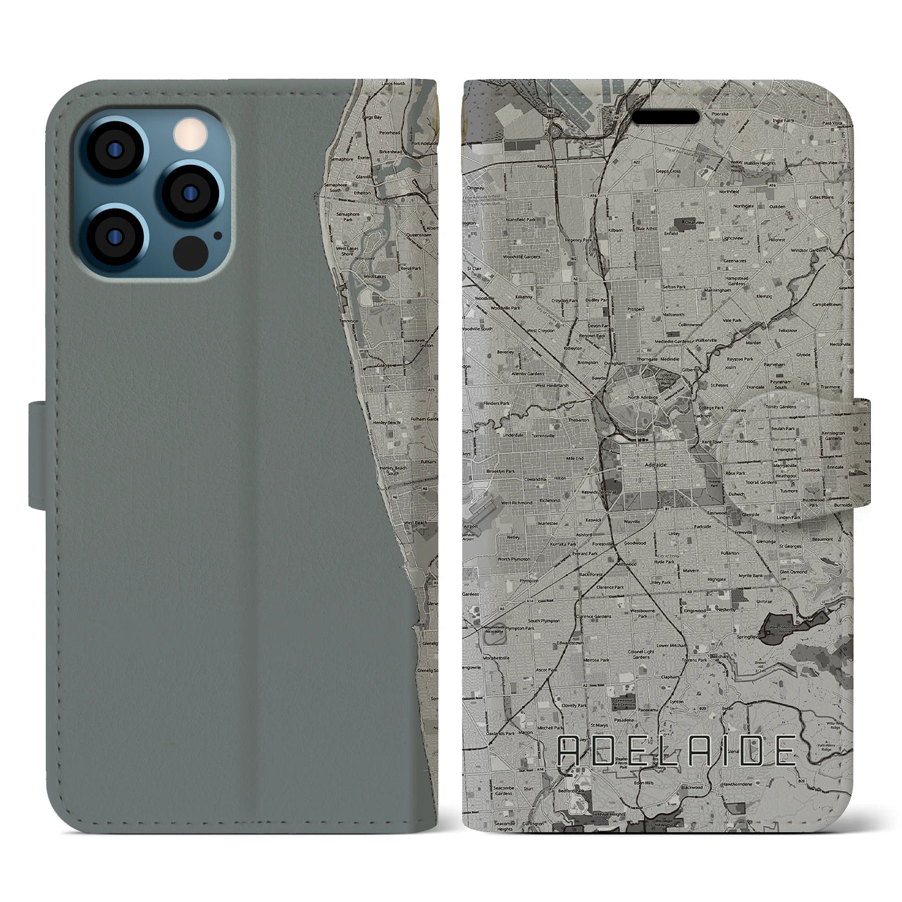 【アデレード(オーストラリア)】地図柄iPhoneケース(手帳タイプ)