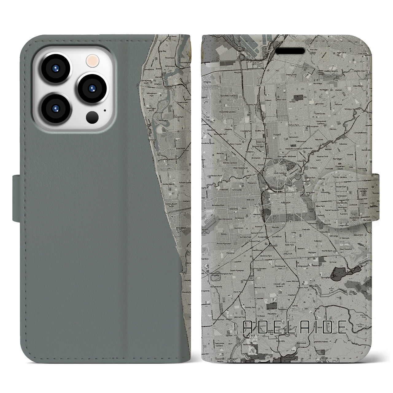 【アデレード(オーストラリア)】地図柄iPhoneケース(手帳タイプ)