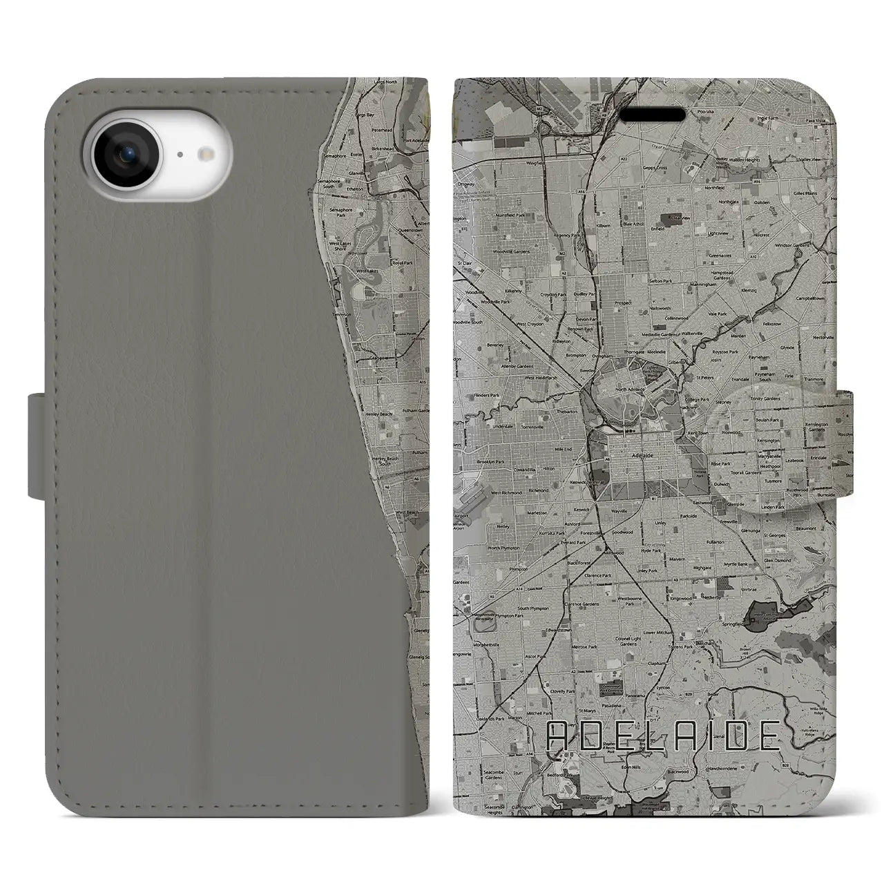 【アデレード(オーストラリア)】地図柄iPhoneケース(手帳タイプ)