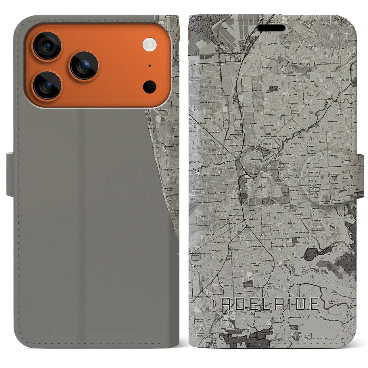 【アデレード(オーストラリア)】地図柄iPhoneケース(手帳タイプ)