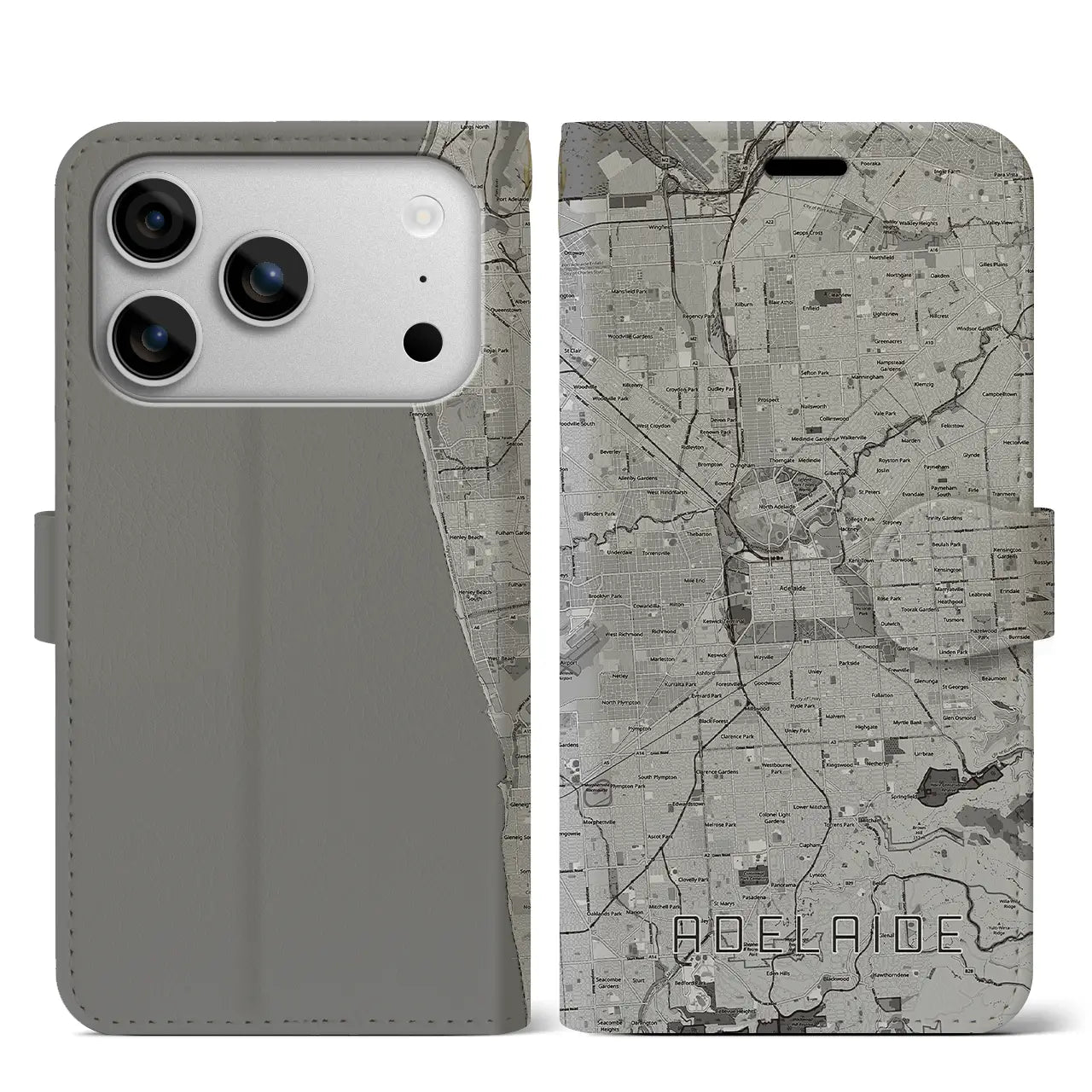 【アデレード(オーストラリア)】地図柄iPhoneケース(手帳タイプ)