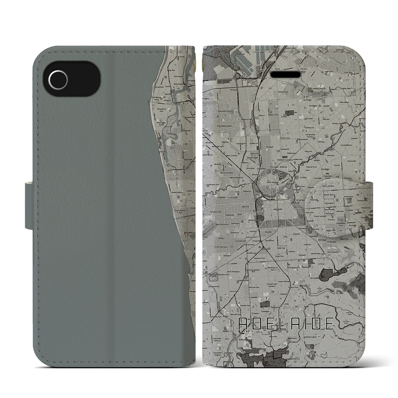 【アデレード(オーストラリア)】地図柄iPhoneケース(手帳タイプ)