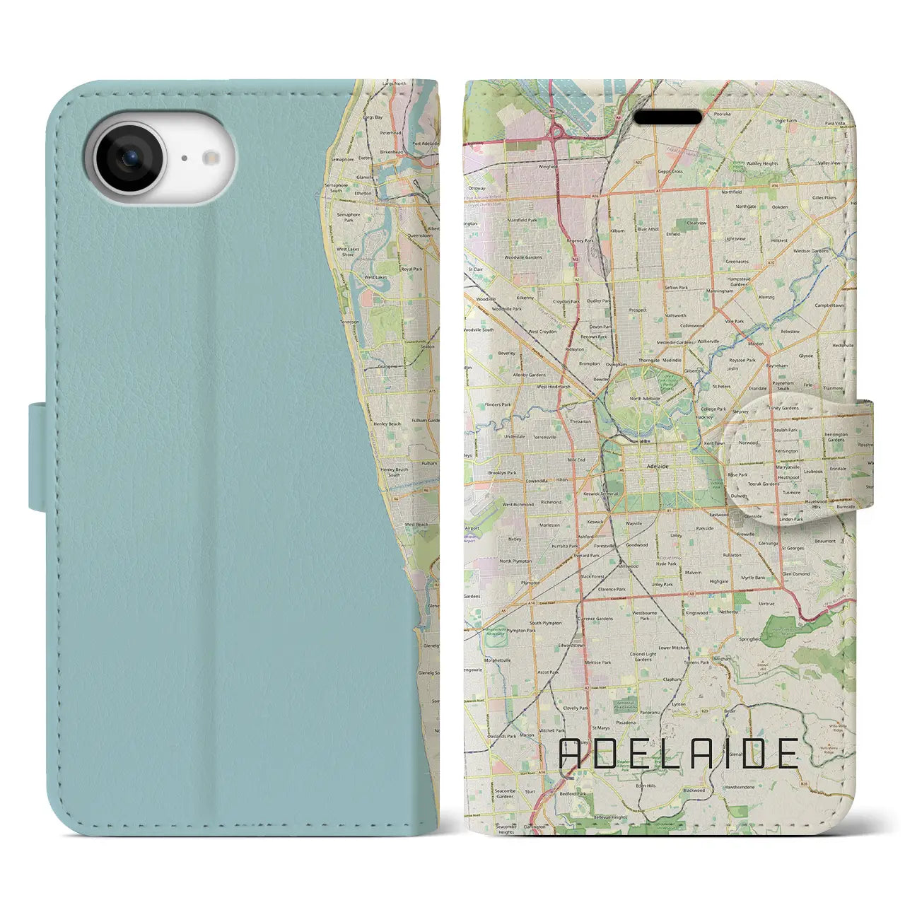 【アデレード(オーストラリア)】地図柄iPhoneケース(手帳タイプ)