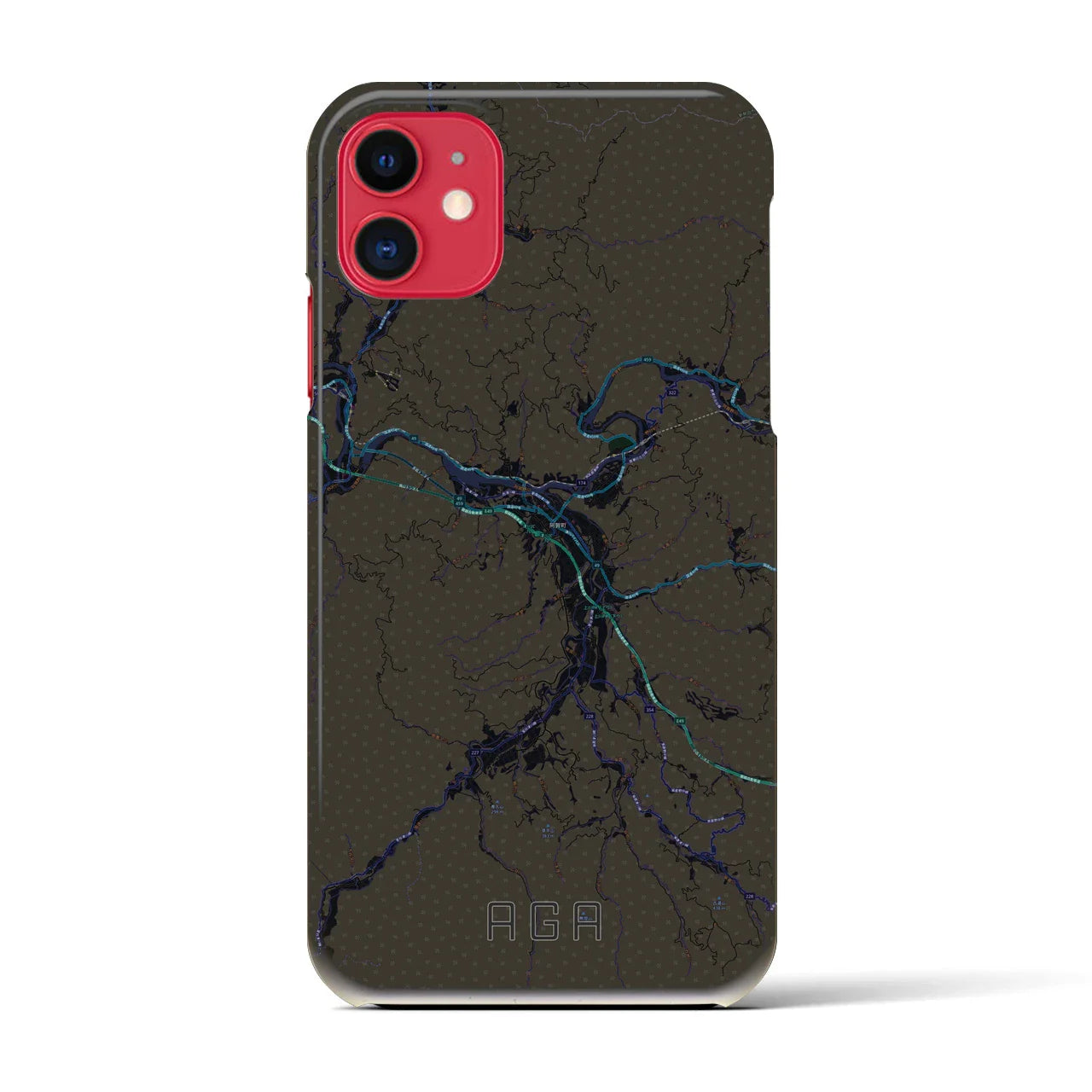 【阿賀(新潟県)】地図柄iPhoneケース(バックカバータイプ)