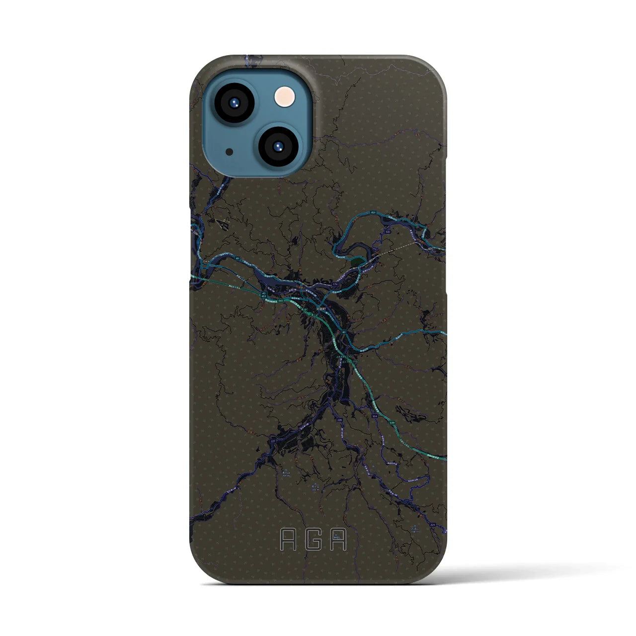 【阿賀(新潟県)】地図柄iPhoneケース(バックカバータイプ)