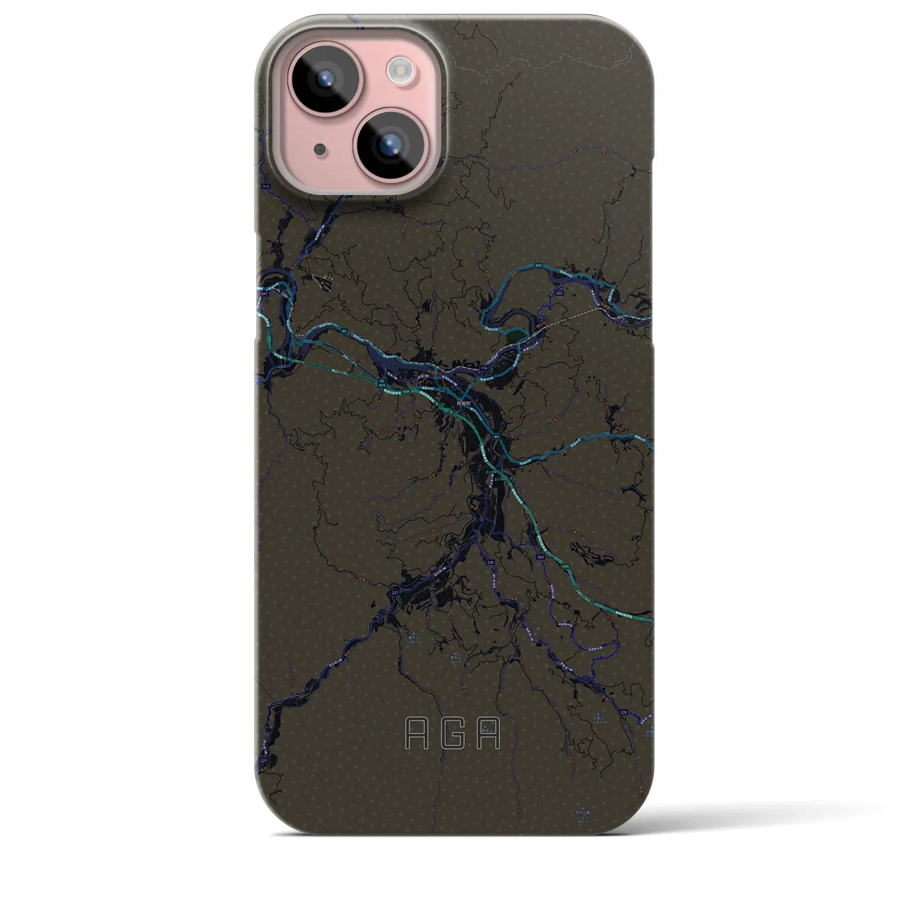【阿賀(新潟県)】地図柄iPhoneケース(バックカバータイプ)