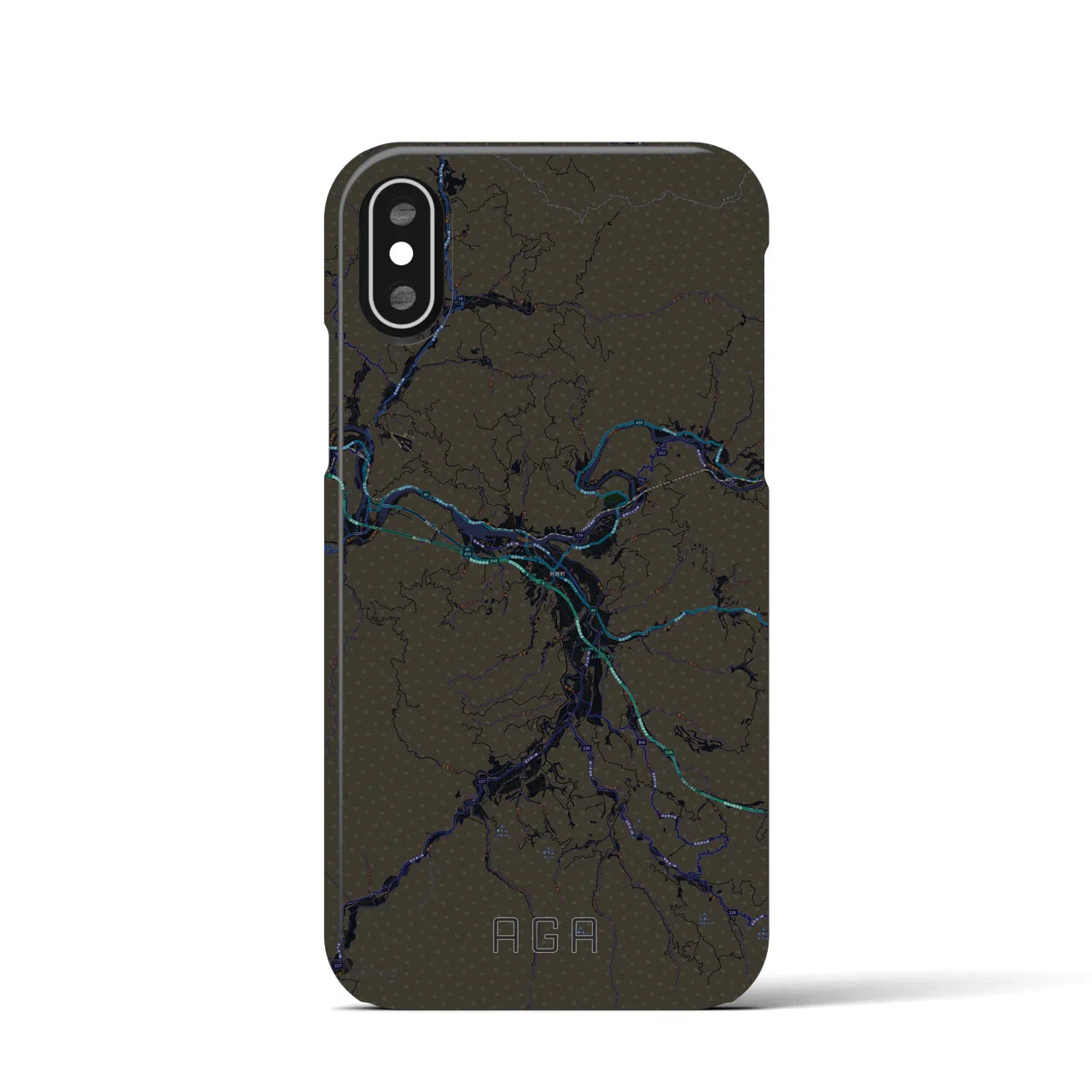 【阿賀(新潟県)】地図柄iPhoneケース(バックカバータイプ)