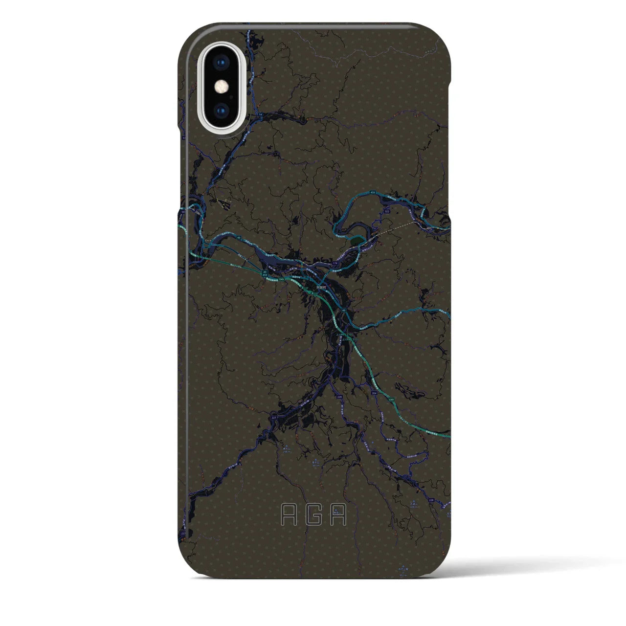 【阿賀(新潟県)】地図柄iPhoneケース(バックカバータイプ)