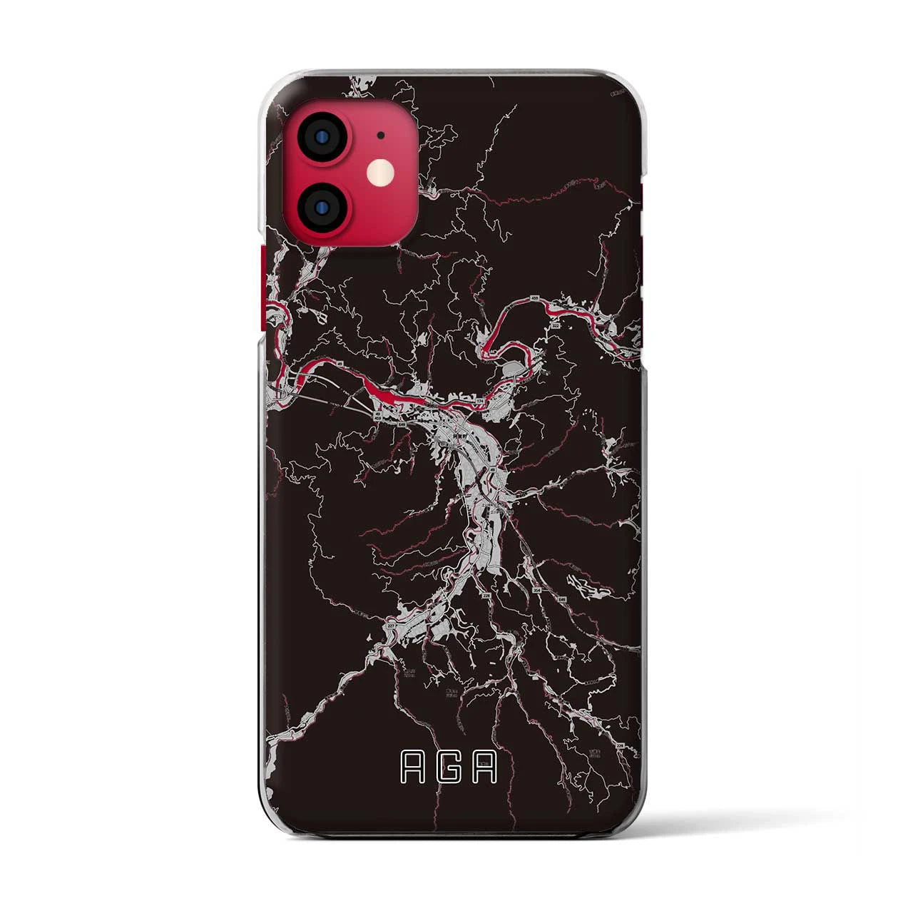 【阿賀(新潟県)】地図柄iPhoneケース(クリアタイプ)モノトーン・iPhone 11 用