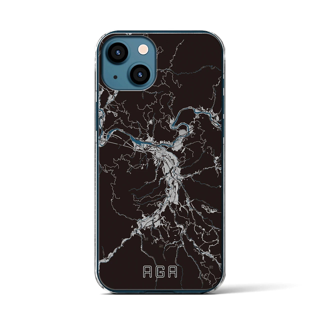 【阿賀(新潟県)】地図柄iPhoneケース(クリアタイプ)