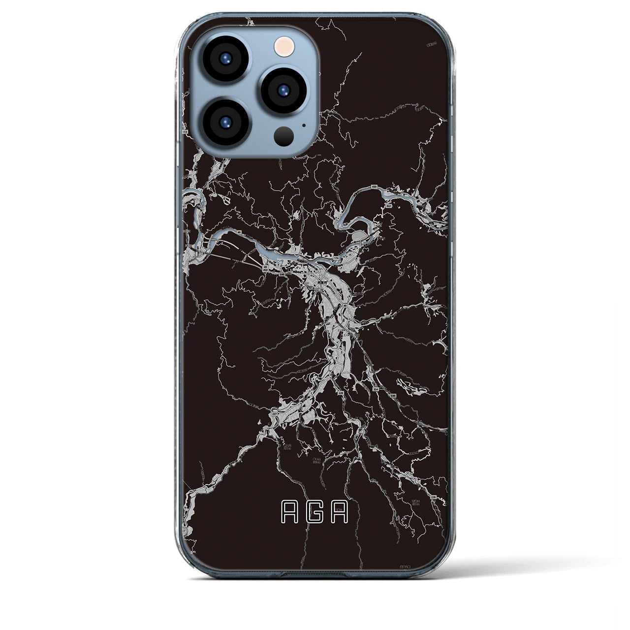 【阿賀(新潟県)】地図柄iPhoneケース(クリアタイプ)