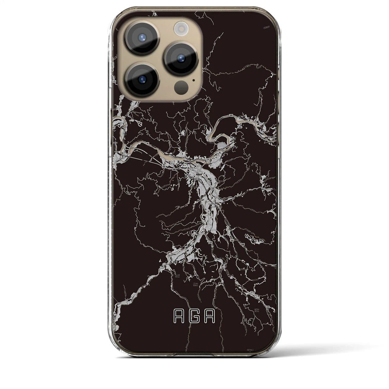 【阿賀(新潟県)】地図柄iPhoneケース(クリアタイプ)