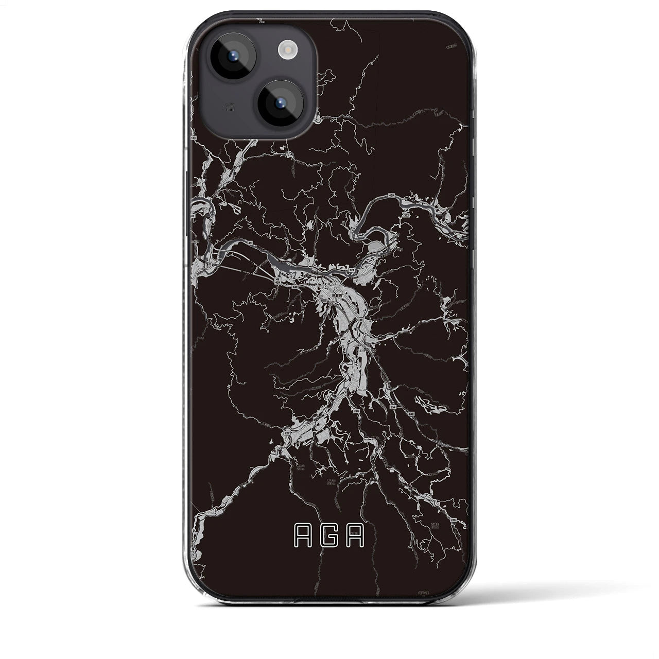 【阿賀(新潟県)】地図柄iPhoneケース(クリアタイプ)