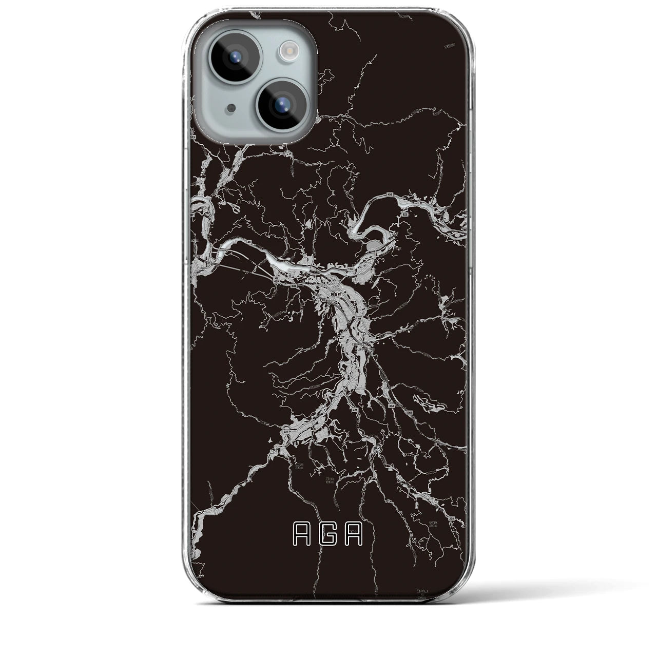 【阿賀(新潟県)】地図柄iPhoneケース(クリアタイプ)