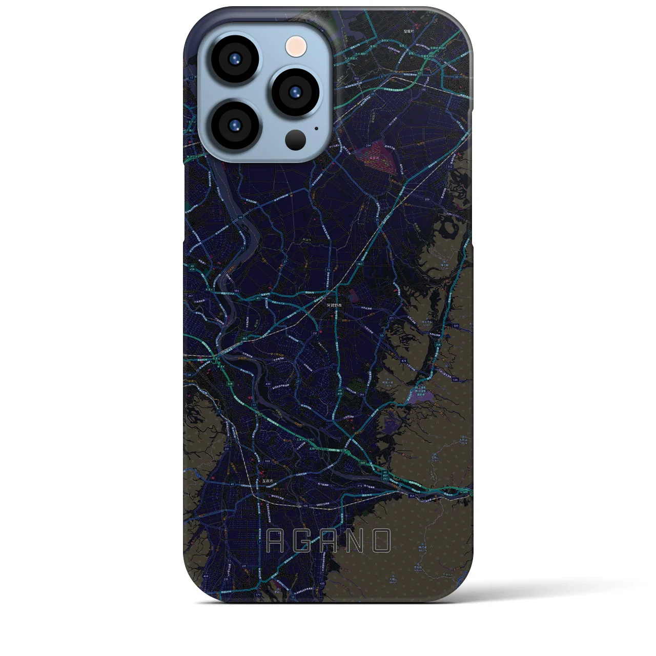 【阿賀野(新潟県)】地図柄iPhoneケース(バックカバータイプ)