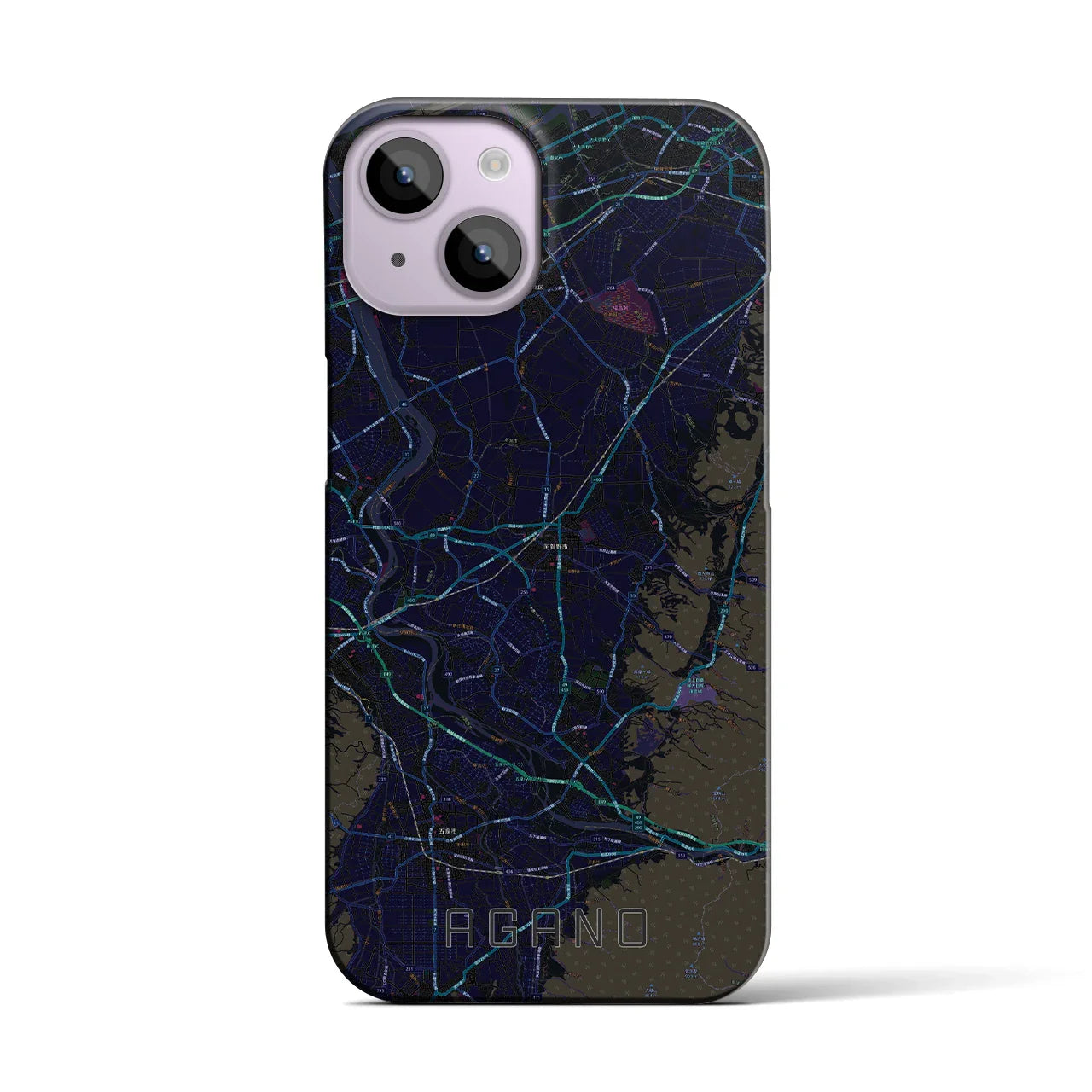 【阿賀野(新潟県)】地図柄iPhoneケース(バックカバータイプ)