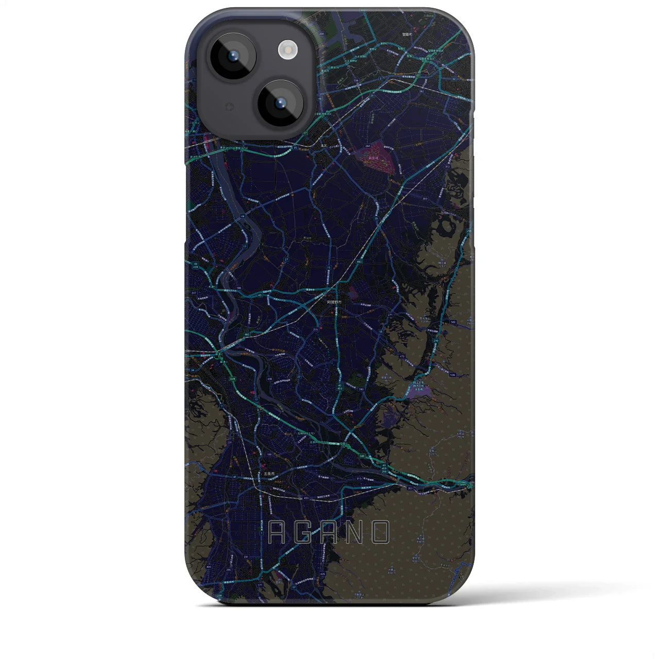 【阿賀野(新潟県)】地図柄iPhoneケース(バックカバータイプ)