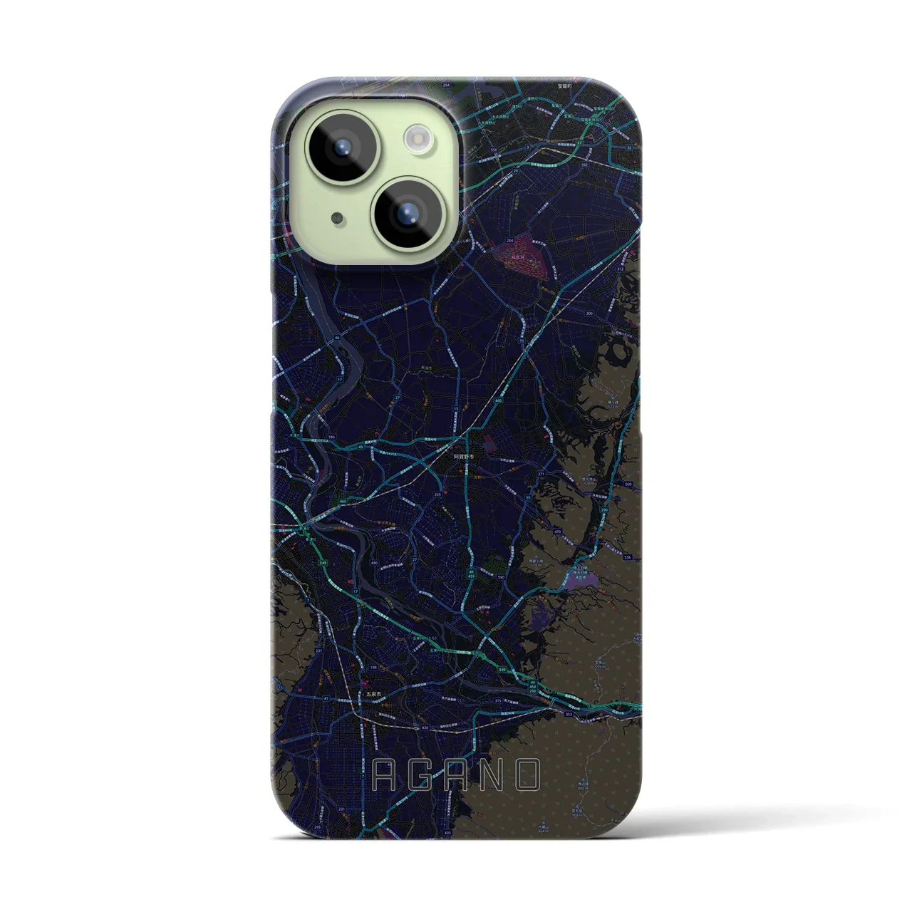 【阿賀野(新潟県)】地図柄iPhoneケース(バックカバータイプ)