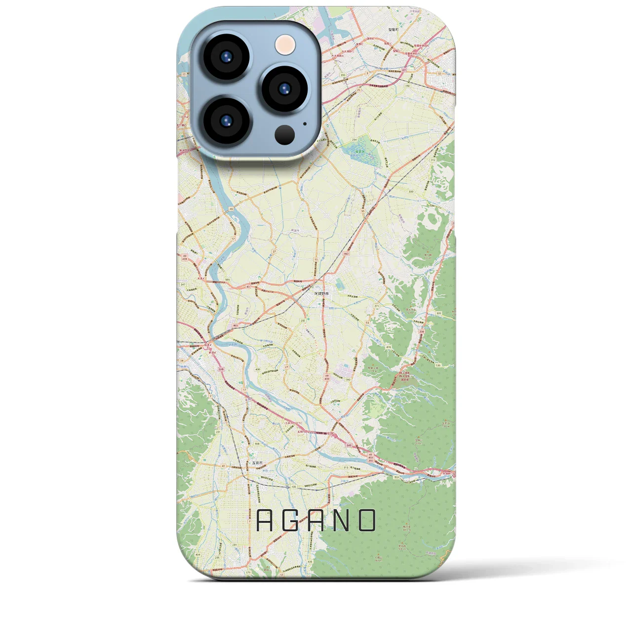 【阿賀野(新潟県)】地図柄iPhoneケース(バックカバータイプ)