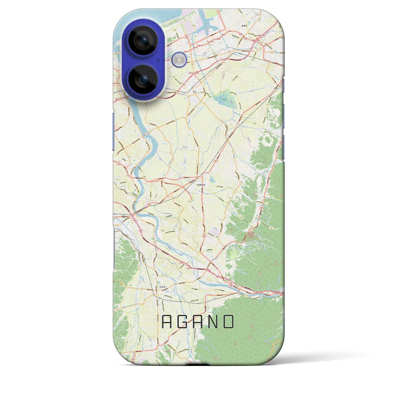 【阿賀野(新潟県)】地図柄iPhoneケース(バックカバータイプ)ブラック・iPhone 16 Pro Max 用