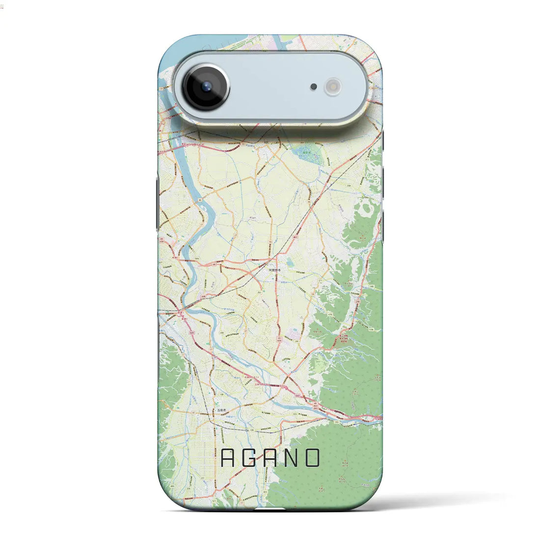 【阿賀野(新潟県)】地図柄iPhoneケース(バックカバータイプ)ナチュラル・iPhone 17 Pro Max 用